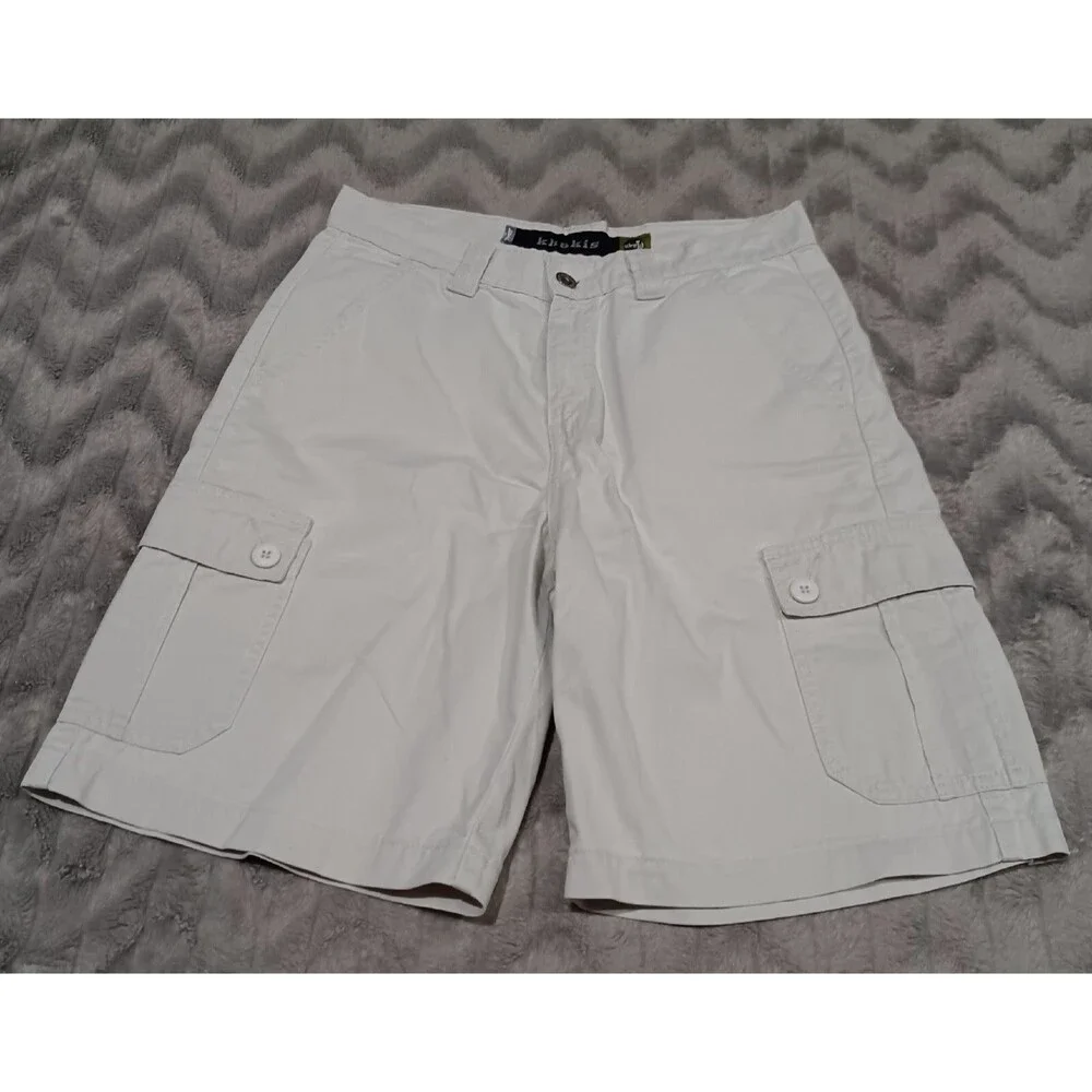 Levis Silvertab Khakis Womens Juniors 7 Creme Cargo 100% Cotton Explorer Shorts
